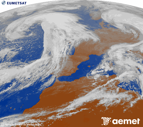 Imagen de la zona de Europa y Norte de frica del canal infrarrojo del satlite Meteosat operacional en 0N 0W, procesada para darle color. jeudi, 30 octobre  2025 16:00