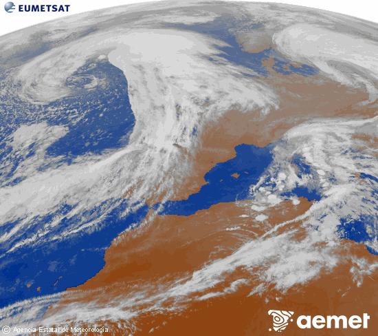 Imagen de la zona de Europa y Norte de frica del canal infrarrojo del satlite Meteosat operacional en 0N 0W, procesada para darle color. Thursday, 30 October  2025 18:00