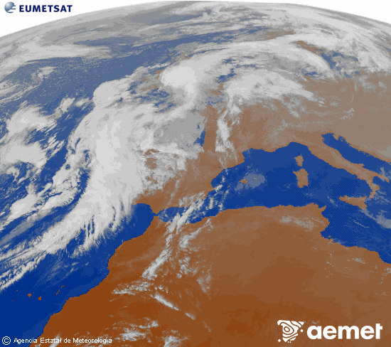 Imagen de la zona de Europa y Norte de frica del canal infrarrojo del satlite Meteosat operacional en 0N 0W, procesada para darle color. asteartea, 2025ko azaroak 04, ordua: 18:00