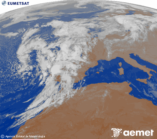 Imagen de la zona de Europa y Norte de frica del canal infrarrojo del satlite Meteosat operacional en 0N 0W, procesada para darle color. dimecres, 5 de novembre  2025 07:00