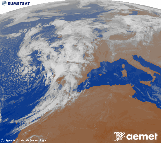 Imagen de la zona de Europa y Norte de frica del canal infrarrojo del satlite Meteosat operacional en 0N 0W, procesada para darle color. dimecres, 5 de novembre  2025 08:00