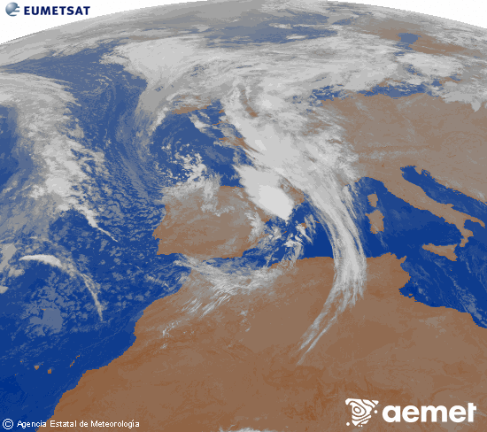 Imagen de la zona de Europa y Norte de frica del canal infrarrojo del satlite Meteosat operacional en 0N 0W, procesada para darle color. dijous, 6 de novembre  2025 06:00