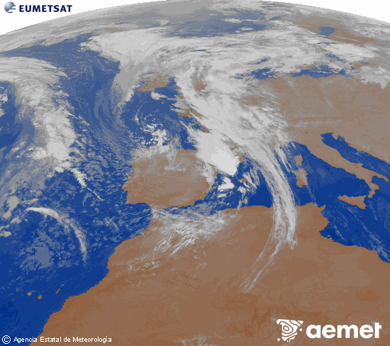 Imagen de la zona de Europa y Norte de frica del canal infrarrojo del satlite Meteosat operacional en 0N 0W, procesada para darle color. dijous, 6 de novembre  2025 07:00