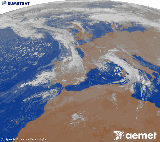 Imaxe da zona de Europa e Norte de frica da canle infravermella do satlite Meteosat operacional en 0N 0W, procesada para darlle cor. venres, 7 novembro  2025 07:00