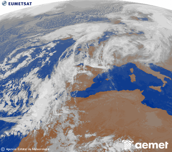 Imagen de la zona de Europa y Norte de frica del canal infrarrojo del satlite Meteosat operacional en 0N 0W, procesada para darle color. Thursday, 13 November  2025 00:00