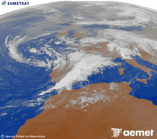 Imagen de la zona de Europa y Norte de frica del canal infrarrojo del satlite Meteosat operacional en 0N 0W, procesada para darle color. larunbata, 2025ko azaroak 15, ordua: 19:00