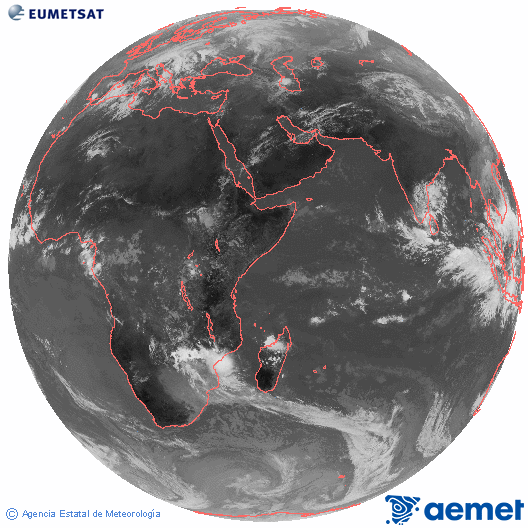 Oce ndic. Imatge global del canal infraroig (10.8μm) de Meteosat, que pertany a la srie MSG (Meteosat Segona Generaci) i est situat a 41.5°E. dilluns, 17 de novembre  2025 10:00