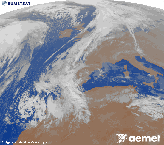 Imaxe da zona de Europa e Norte de frica da canle infravermella do satlite Meteosat operacional en 0N 0W, procesada para darlle cor. venres, 12 decembro  2025 22:00