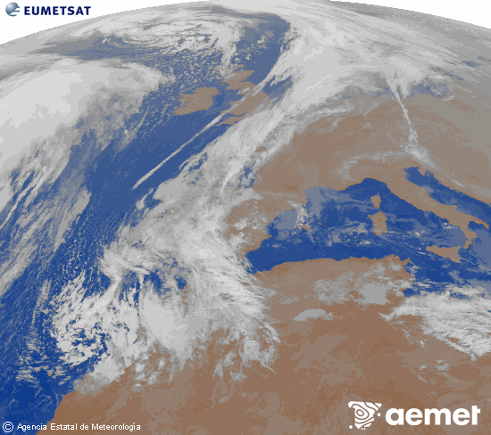 Imaxe da zona de Europa e Norte de frica da canle infravermella do satlite Meteosat operacional en 0N 0W, procesada para darlle cor. venres, 12 decembro  2025 23:00