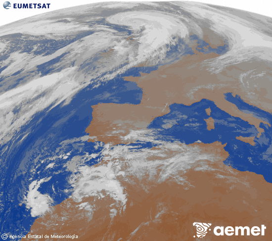 Imaxe da zona de Europa e Norte de frica da canle infravermella do satlite Meteosat operacional en 0N 0W, procesada para darlle cor. sbado , 13 decembro  2025 18:00