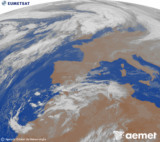 Imaxe da zona de Europa e Norte de frica da canle infravermella do satlite Meteosat operacional en 0N 0W, procesada para darlle cor. sbado , 13 decembro  2025 23:00