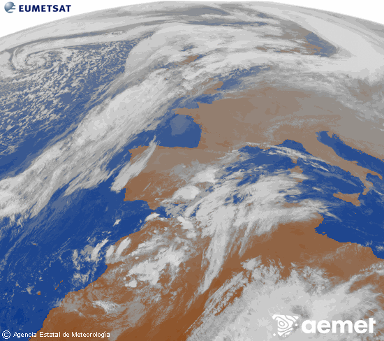 Imaxe da zona de Europa e Norte de frica da canle infravermella do satlite Meteosat operacional en 0N 0W, procesada para darlle cor. domingo, 14 decembro  2025 17:00