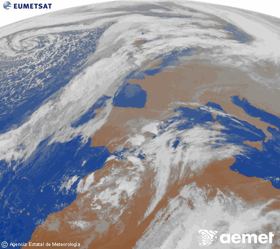 Imaxe da zona de Europa e Norte de frica da canle infravermella do satlite Meteosat operacional en 0N 0W, procesada para darlle cor. domingo, 14 decembro  2025 18:00