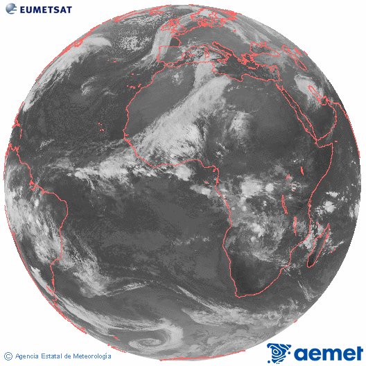 Imatge global del canal infraroig (10.8  &mu;m) del sat�l�lit Meteosat, pertanyent a la s�rie MSG (Meteosat Segona Generaci�) i situat en 0�N 0�E.&nbsp;dilluns, 15 de desembre  2025 07:00