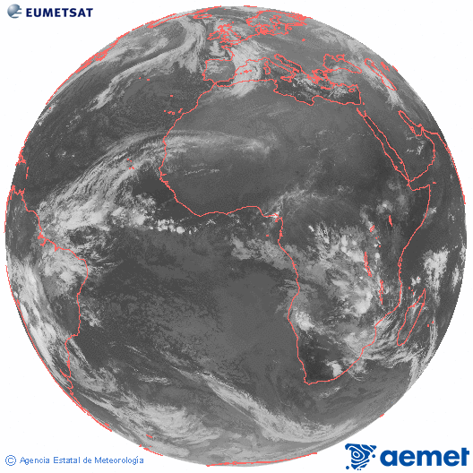 Imatge global del canal infraroig (10.8  &mu;m) del sat�l�lit Meteosat, pertanyent a la s�rie MSG (Meteosat Segona Generaci�) i situat en 0�N 0�E.&nbsp;dilluns, 22 de desembre  2025 07:00