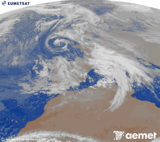 Imaxe da zona de Europa e Norte de �frica da canle infravermella do sat�lite Meteosat operacional en 0�N 0�W, procesada para darlle cor.&nbsp;martes, 23 decembro  2025 01:00