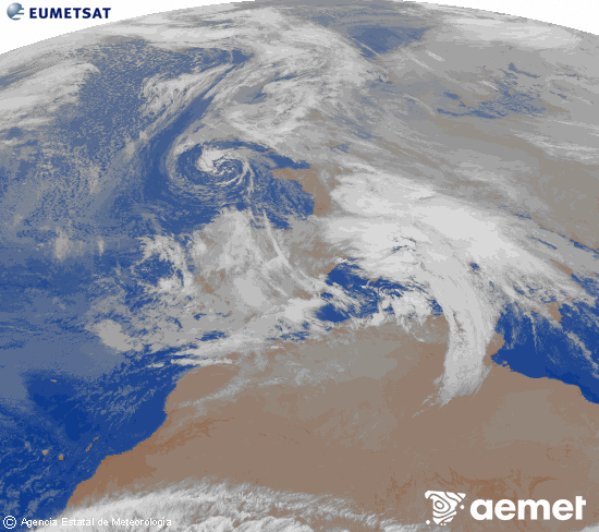 Imaxe da zona de Europa e Norte de �frica da canle infravermella do sat�lite Meteosat operacional en 0�N 0�W, procesada para darlle cor.&nbsp;martes, 23 decembro  2025 03:00