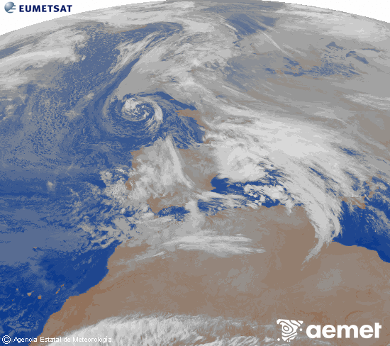 Imaxe da zona de Europa e Norte de �frica da canle infravermella do sat�lite Meteosat operacional en 0�N 0�W, procesada para darlle cor.&nbsp;martes, 23 decembro  2025 07:00