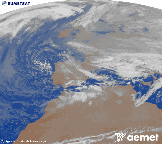 Imagen de la zona de Europa y Norte de �frica del canal infrarrojo del sat�lite Meteosat operacional en 0�N 0�W, procesada para darle color.&nbsp;mi�rcoles, 24 diciembre 2025 a las 00:00