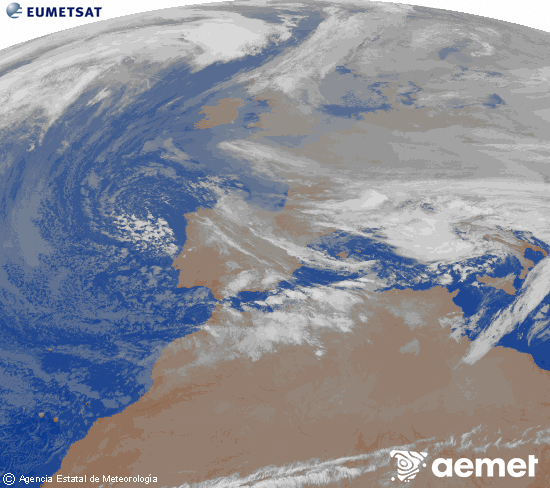 Imagen de la zona de Europa y Norte de �frica del canal infrarrojo del sat�lite Meteosat operacional en 0�N 0�W, procesada para darle color.&nbsp;mi�rcoles, 24 diciembre 2025 a las 01:00