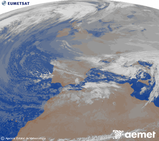 Imatge de la zona d'Europa i Nord d'�frica del canal infraroig del sat�l�lit Meteosat operacional en 0�N 0�W, processada per a donar-li color.&nbsp;dimecres, 24 de desembre  2025 06:00