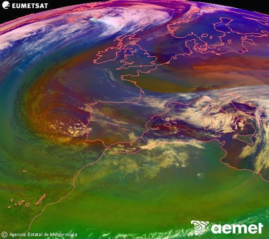 Composici� RGB en la qual es barregen diversos canals del sat�l�lit Meteosat operacional en 0�N 0�W, que ens d�na una idea de les caracter�stiques de les masses d'aire i de la nuvolositat.&nbsp;dimecres, 24 de desembre  2025 07:00