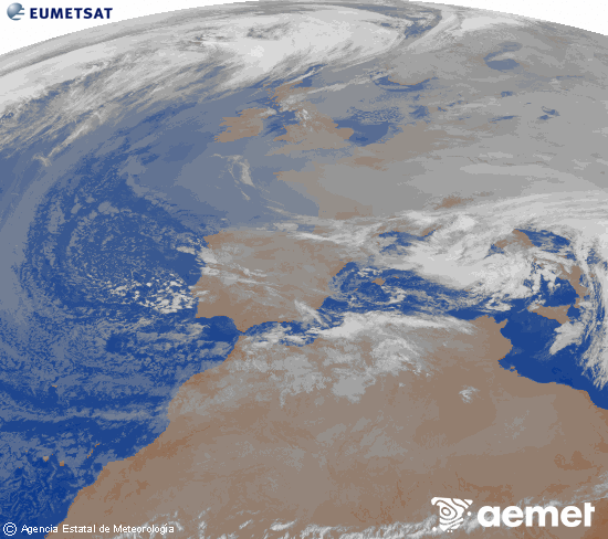 Imatge de la zona d'Europa i Nord d'�frica del canal infraroig del sat�l�lit Meteosat operacional en 0�N 0�W, processada per a donar-li color.&nbsp;dimecres, 24 de desembre  2025 08:00