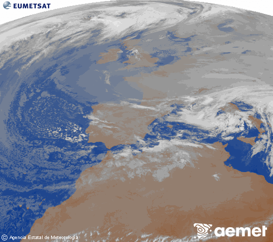 Imatge de la zona d'Europa i Nord d'�frica del canal infraroig del sat�l�lit Meteosat operacional en 0�N 0�W, processada per a donar-li color.&nbsp;dimecres, 24 de desembre  2025 09:00