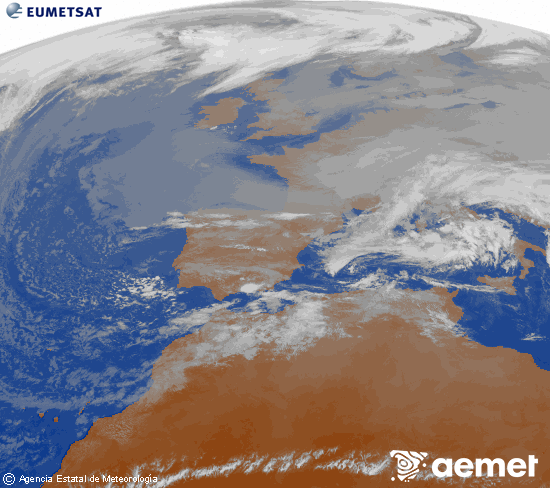 Imagen de la zona de Europa y Norte de �frica del canal infrarrojo del sat�lite Meteosat operacional en 0�N 0�W, procesada para darle color.&nbsp;Wednesday, 24 December  2025 16:00