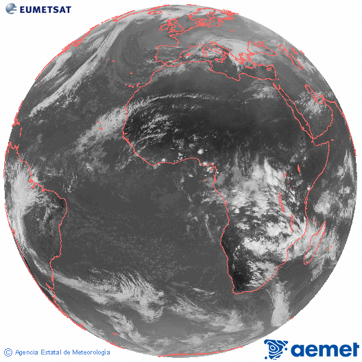 Imatge global del canal infraroig (10.8  &mu;m) del sat�l�lit Meteosat, pertanyent a la s�rie MSG (Meteosat Segona Generaci�) i situat en 0�N 0�E.&nbsp;dimecres, 24 de desembre  2025 16:00