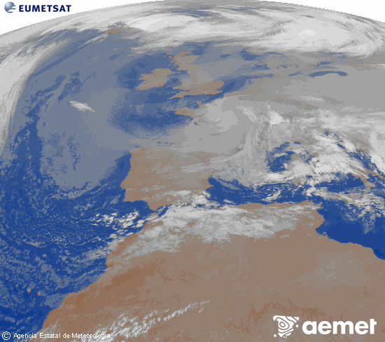 Imaxe da zona de Europa e Norte de �frica da canle infravermella do sat�lite Meteosat operacional en 0�N 0�W, procesada para darlle cor.&nbsp;xoves, 25 decembro  2025 01:00