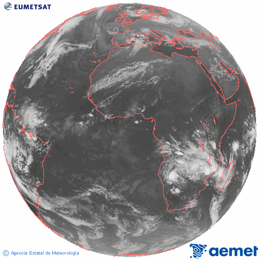 Imatge global del canal infraroig (10.8  &mu;m) del sat�l�lit Meteosat, pertanyent a la s�rie MSG (Meteosat Segona Generaci�) i situat en 0�N 0�E.&nbsp;dijous, 25 de desembre  2025 22:00