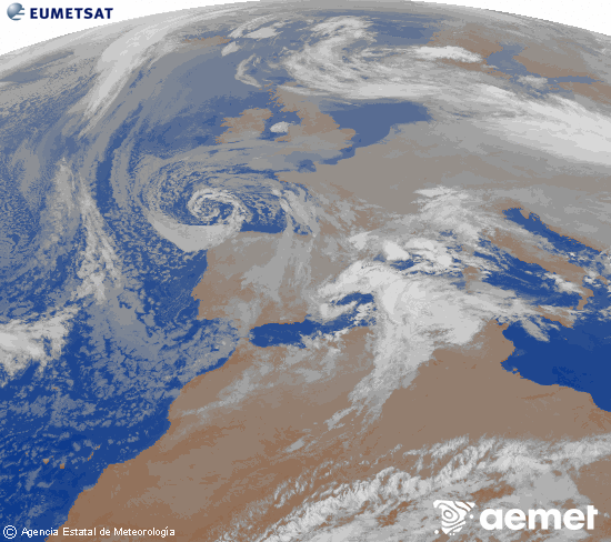 Imagen de la zona de Europa y Norte de �frica del canal infrarrojo del sat�lite Meteosat operacional en 0�N 0�W, procesada para darle color.&nbsp;Friday, 26 December  2025 00:00