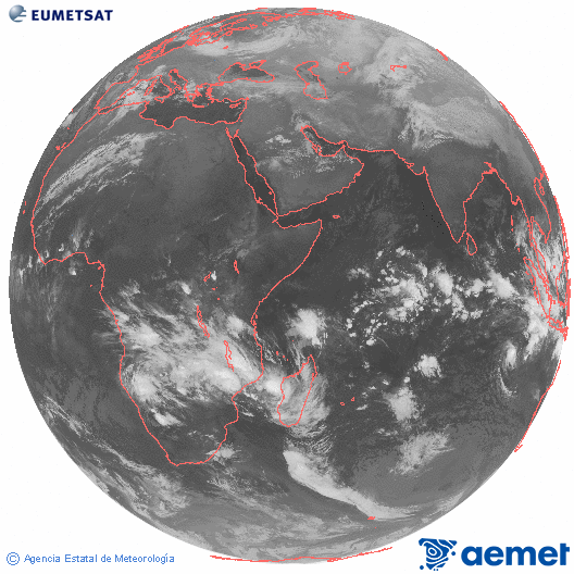 Oc�ano �ndico. Imagen global del canal infrarrojo (10.8&mu;m) de Meteosat, perteneciente a la serie MSG (Meteosat Segunda Generaci�n) y situado en 41.5° E.&nbsp;divendres, 26 de desembre  2025 01:00