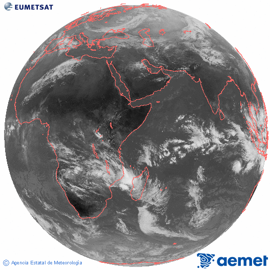 Oc�ano �ndico. Imagen global del canal infrarrojo (10.8&mu;m) de Meteosat, perteneciente a la serie MSG (Meteosat Segunda Generaci�n) y situado en 41.5° E.&nbsp;ostirala, 2025ko abenduak 26, ordua: 10:00