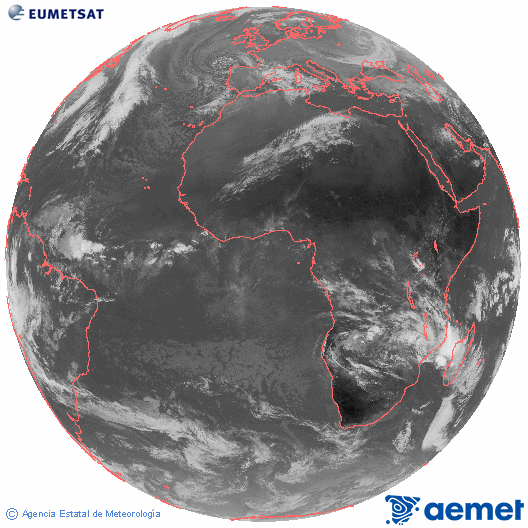 Imatge global del canal infraroig (10.8  &mu;m) del sat�l�lit Meteosat, pertanyent a la s�rie MSG (Meteosat Segona Generaci�) i situat en 0�N 0�E.&nbsp;divendres, 26 de desembre  2025 10:00