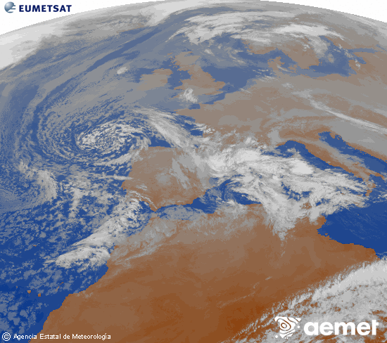 Imagen de la zona de Europa y Norte de �frica del canal infrarrojo del sat�lite Meteosat operacional en 0�N 0�W, procesada para darle color.&nbsp;ostirala, 2025ko abenduak 26, ordua: 11:00