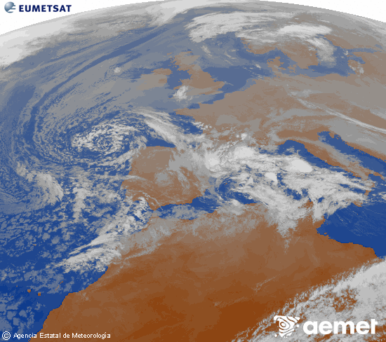 Imagen de la zona de Europa y Norte de �frica del canal infrarrojo del sat�lite Meteosat operacional en 0�N 0�W, procesada para darle color.&nbsp;ostirala, 2025ko abenduak 26, ordua: 12:00