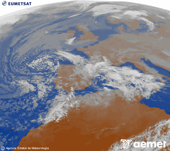 Imagen de la zona de Europa y Norte de �frica del canal infrarrojo del sat�lite Meteosat operacional en 0�N 0�W, procesada para darle color.&nbsp;ostirala, 2025ko abenduak 26, ordua: 15:00