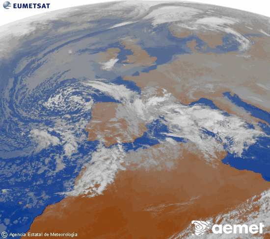 Imagen de la zona de Europa y Norte de �frica del canal infrarrojo del sat�lite Meteosat operacional en 0�N 0�W, procesada para darle color.&nbsp;ostirala, 2025ko abenduak 26, ordua: 16:00