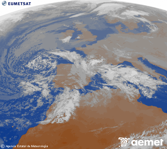 Imagen de la zona de Europa y Norte de �frica del canal infrarrojo del sat�lite Meteosat operacional en 0�N 0�W, procesada para darle color.&nbsp;ostirala, 2025ko abenduak 26, ordua: 17:00