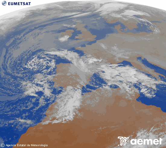 Imagen de la zona de Europa y Norte de �frica del canal infrarrojo del sat�lite Meteosat operacional en 0�N 0�W, procesada para darle color.&nbsp;ostirala, 2025ko abenduak 26, ordua: 18:00