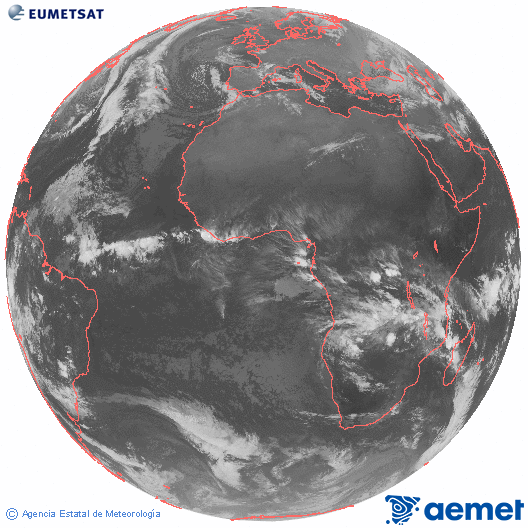 Imatge global del canal infraroig (10.8  &mu;m) del sat�l�lit Meteosat, pertanyent a la s�rie MSG (Meteosat Segona Generaci�) i situat en 0�N 0�E.&nbsp;dissabte, 27 de desembre  2025 07:00