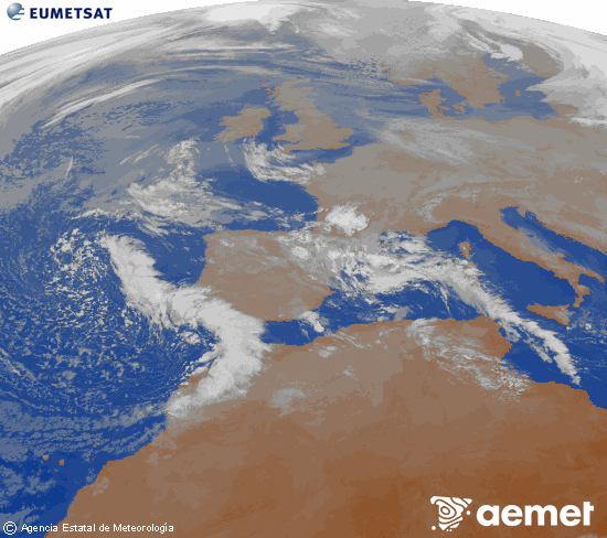 Imaxe da zona de Europa e Norte de �frica da canle infravermella do sat�lite Meteosat operacional en 0�N 0�W, procesada para darlle cor.&nbsp;s�bado , 27 decembro  2025 10:00