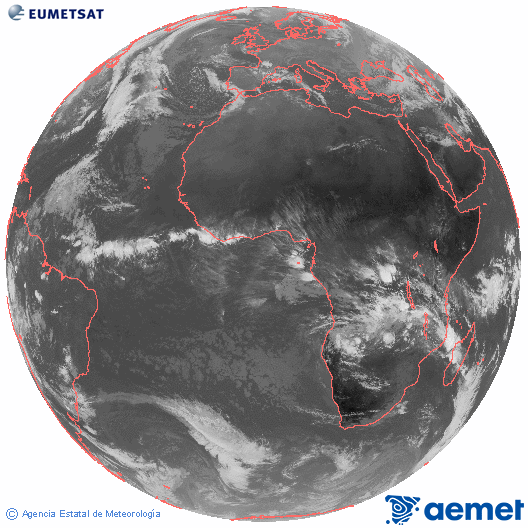 Imatge global del canal infraroig (10.8  &mu;m) del sat�l�lit Meteosat, pertanyent a la s�rie MSG (Meteosat Segona Generaci�) i situat en 0�N 0�E.&nbsp;dissabte, 27 de desembre  2025 10:00