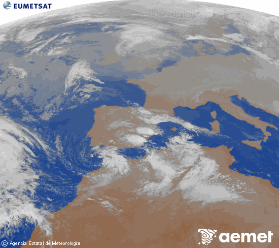 Imaxe da zona de Europa e Norte de �frica da canle infravermella do sat�lite Meteosat operacional en 0�N 0�W, procesada para darlle cor.&nbsp;domingo, 28 decembro  2025 20:00