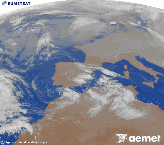 Imaxe da zona de Europa e Norte de �frica da canle infravermella do sat�lite Meteosat operacional en 0�N 0�W, procesada para darlle cor.&nbsp;domingo, 28 decembro  2025 22:00