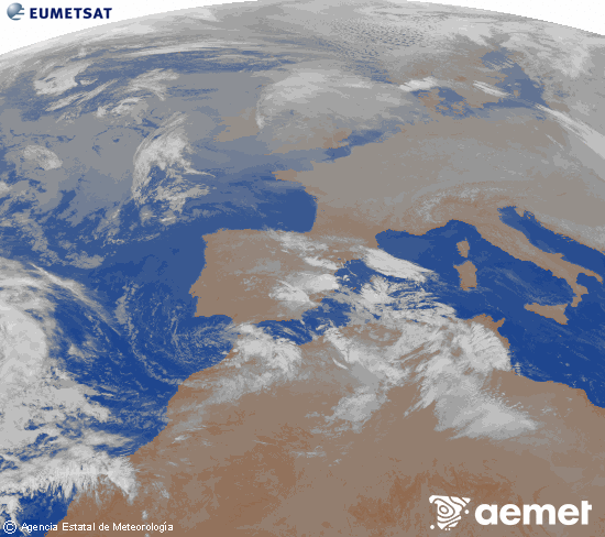 Imaxe da zona de Europa e Norte de �frica da canle infravermella do sat�lite Meteosat operacional en 0�N 0�W, procesada para darlle cor.&nbsp;domingo, 28 decembro  2025 23:00