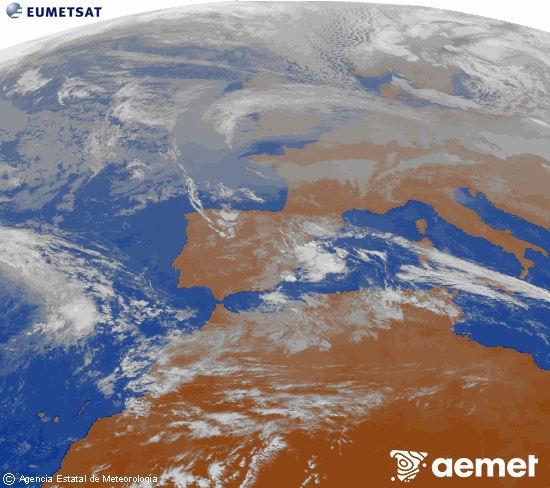 Imaxe da zona de Europa e Norte de �frica da canle infravermella do sat�lite Meteosat operacional en 0�N 0�W, procesada para darlle cor.&nbsp;luns, 29 decembro  2025 13:00