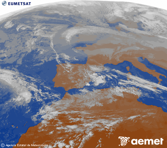 Imaxe da zona de Europa e Norte de �frica da canle infravermella do sat�lite Meteosat operacional en 0�N 0�W, procesada para darlle cor.&nbsp;luns, 29 decembro  2025 14:00